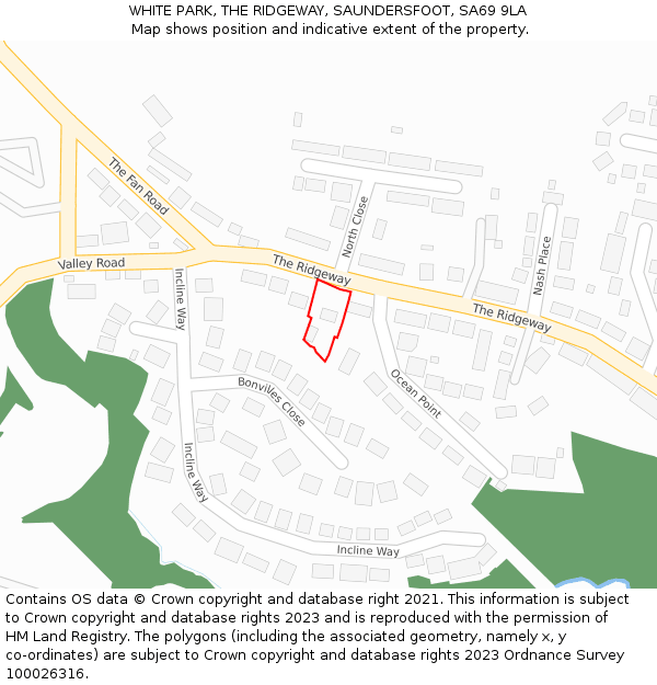 WHITE PARK, THE RIDGEWAY, SAUNDERSFOOT, SA69 9LA: Location map and indicative extent of plot