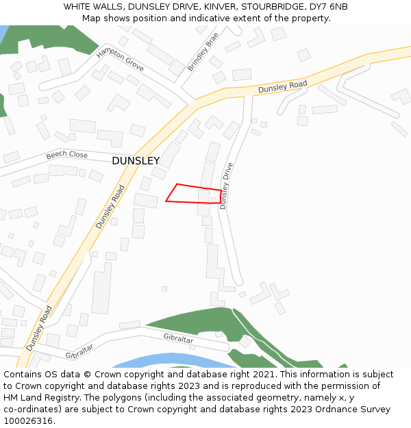 WHITE WALLS, DUNSLEY DRIVE, KINVER, STOURBRIDGE, DY7 6NB: Location map and indicative extent of plot