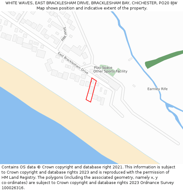 WHITE WAVES, EAST BRACKLESHAM DRIVE, BRACKLESHAM BAY, CHICHESTER, PO20 8JW: Location map and indicative extent of plot