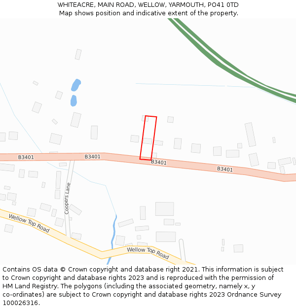 WHITEACRE, MAIN ROAD, WELLOW, YARMOUTH, PO41 0TD: Location map and indicative extent of plot