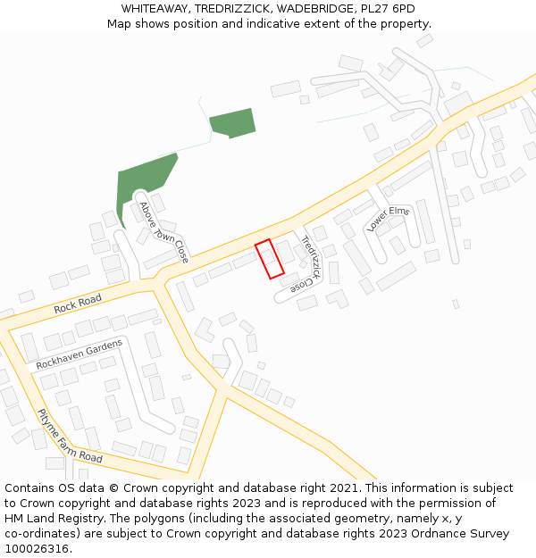 WHITEAWAY, TREDRIZZICK, WADEBRIDGE, PL27 6PD: Location map and indicative extent of plot