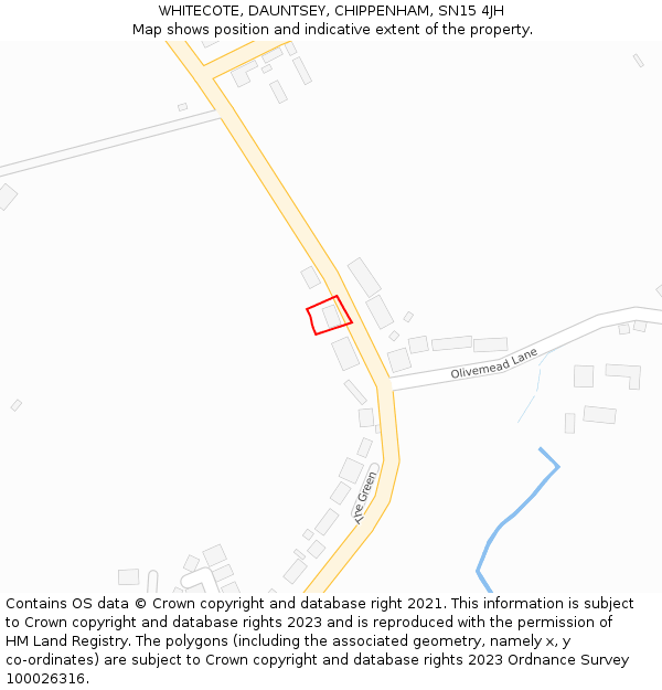 WHITECOTE, DAUNTSEY, CHIPPENHAM, SN15 4JH: Location map and indicative extent of plot