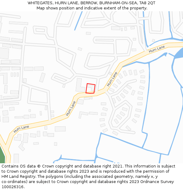 WHITEGATES, HURN LANE, BERROW, BURNHAM-ON-SEA, TA8 2QT: Location map and indicative extent of plot