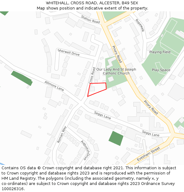 WHITEHALL, CROSS ROAD, ALCESTER, B49 5EX: Location map and indicative extent of plot