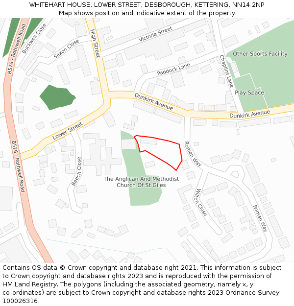 WHITEHART HOUSE, LOWER STREET, DESBOROUGH, KETTERING, NN14 2NP: Location map and indicative extent of plot