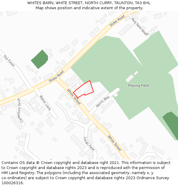 WHITES BARN, WHITE STREET, NORTH CURRY, TAUNTON, TA3 6HL: Location map and indicative extent of plot