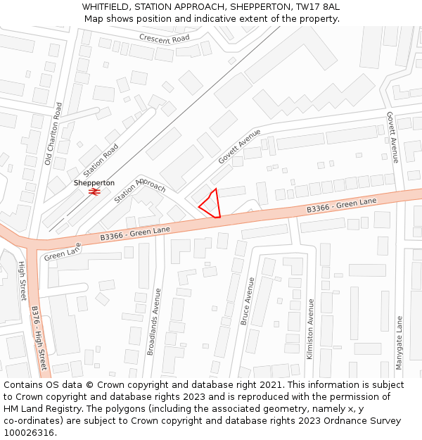 WHITFIELD, STATION APPROACH, SHEPPERTON, TW17 8AL: Location map and indicative extent of plot
