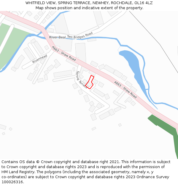 WHITFIELD VIEW, SPRING TERRACE, NEWHEY, ROCHDALE, OL16 4LZ: Location map and indicative extent of plot