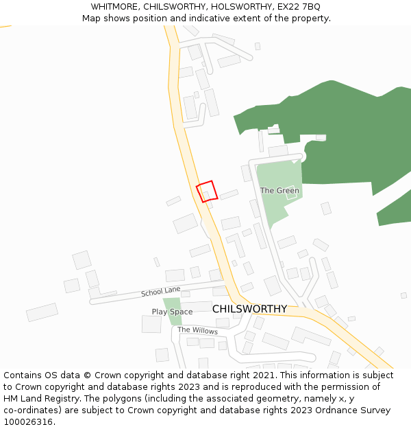 WHITMORE, CHILSWORTHY, HOLSWORTHY, EX22 7BQ: Location map and indicative extent of plot
