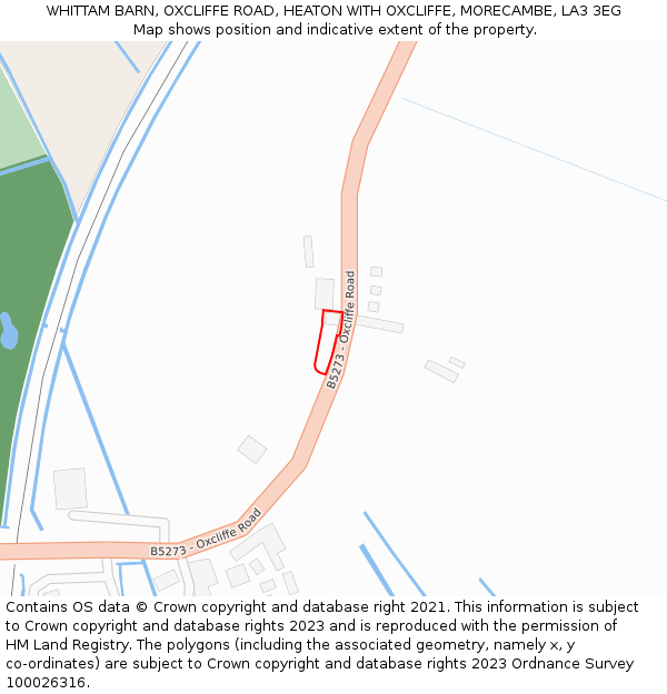 WHITTAM BARN, OXCLIFFE ROAD, HEATON WITH OXCLIFFE, MORECAMBE, LA3 3EG: Location map and indicative extent of plot