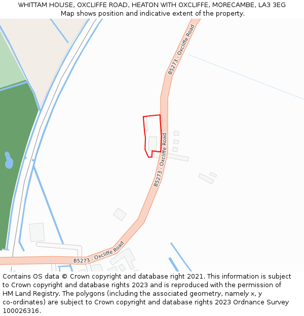 WHITTAM HOUSE, OXCLIFFE ROAD, HEATON WITH OXCLIFFE, MORECAMBE, LA3 3EG: Location map and indicative extent of plot