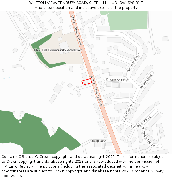 WHITTON VIEW, TENBURY ROAD, CLEE HILL, LUDLOW, SY8 3NE: Location map and indicative extent of plot