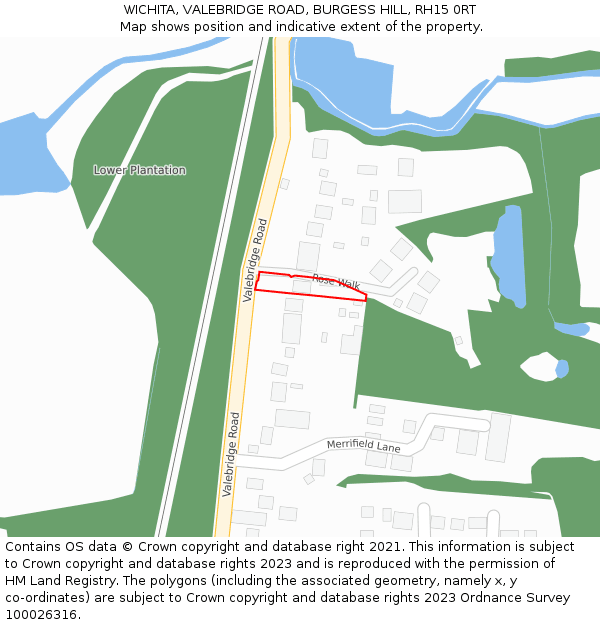 WICHITA, VALEBRIDGE ROAD, BURGESS HILL, RH15 0RT: Location map and indicative extent of plot