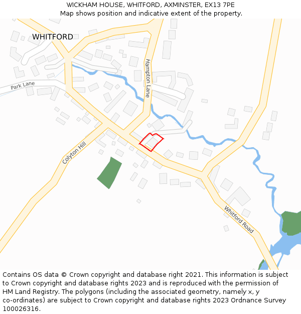 WICKHAM HOUSE, WHITFORD, AXMINSTER, EX13 7PE: Location map and indicative extent of plot