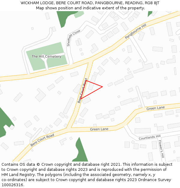 WICKHAM LODGE, BERE COURT ROAD, PANGBOURNE, READING, RG8 8JT: Location map and indicative extent of plot