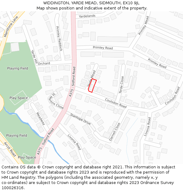 WIDDINGTON, YARDE MEAD, SIDMOUTH, EX10 9JL: Location map and indicative extent of plot