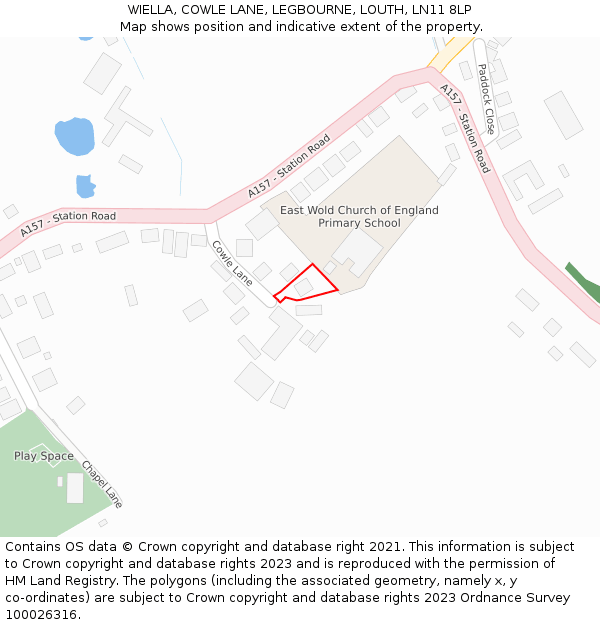 WIELLA, COWLE LANE, LEGBOURNE, LOUTH, LN11 8LP: Location map and indicative extent of plot