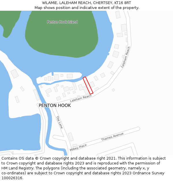 WILAMIE, LALEHAM REACH, CHERTSEY, KT16 8RT: Location map and indicative extent of plot