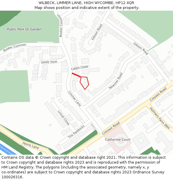 WILBECK, LIMMER LANE, HIGH WYCOMBE, HP12 4QR: Location map and indicative extent of plot