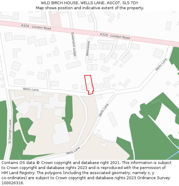 WILD BIRCH HOUSE, WELLS LANE, ASCOT, SL5 7DY: Location map and indicative extent of plot