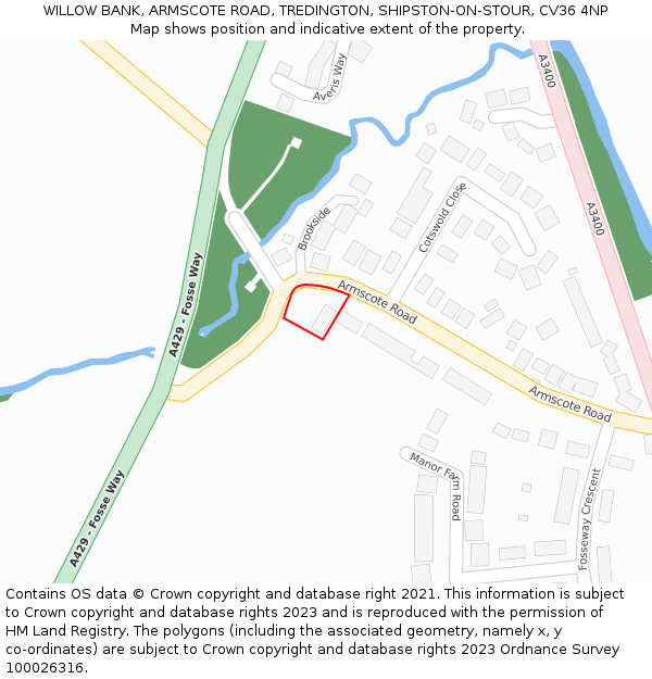 WILLOW BANK, ARMSCOTE ROAD, TREDINGTON, SHIPSTON-ON-STOUR, CV36 4NP: Location map and indicative extent of plot