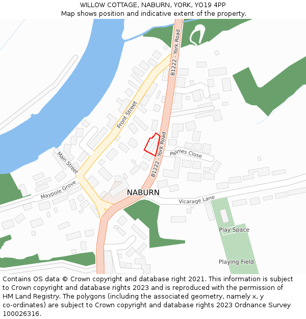 WILLOW COTTAGE, NABURN, YORK, YO19 4PP: Location map and indicative extent of plot