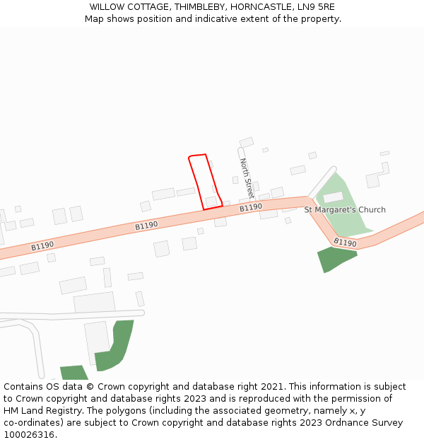 WILLOW COTTAGE, THIMBLEBY, HORNCASTLE, LN9 5RE: Location map and indicative extent of plot