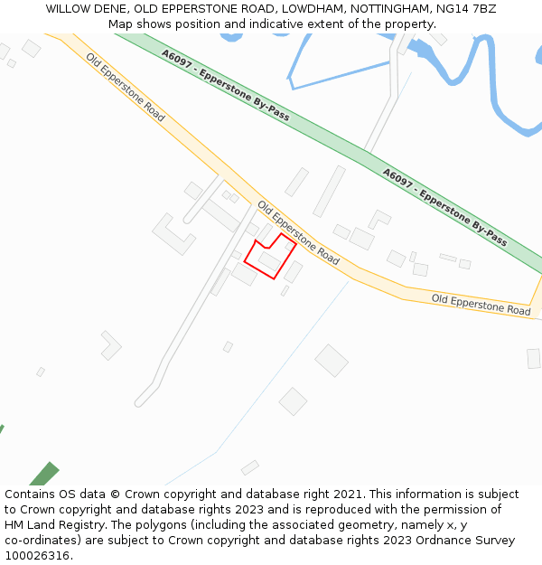 WILLOW DENE, OLD EPPERSTONE ROAD, LOWDHAM, NOTTINGHAM, NG14 7BZ: Location map and indicative extent of plot