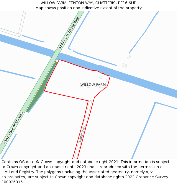 WILLOW FARM, FENTON WAY, CHATTERIS, PE16 6UP: Location map and indicative extent of plot