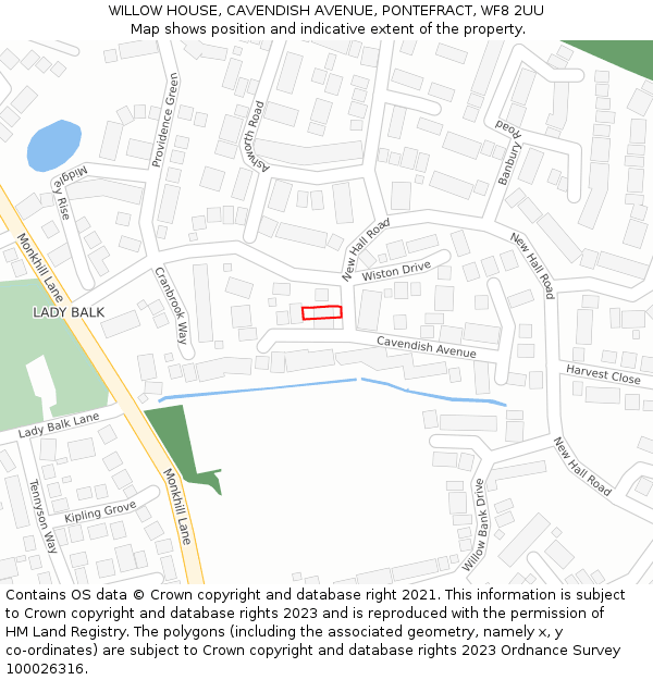 WILLOW HOUSE, CAVENDISH AVENUE, PONTEFRACT, WF8 2UU: Location map and indicative extent of plot