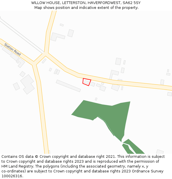 WILLOW HOUSE, LETTERSTON, HAVERFORDWEST, SA62 5SY: Location map and indicative extent of plot