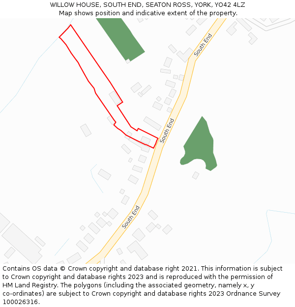 WILLOW HOUSE, SOUTH END, SEATON ROSS, YORK, YO42 4LZ: Location map and indicative extent of plot