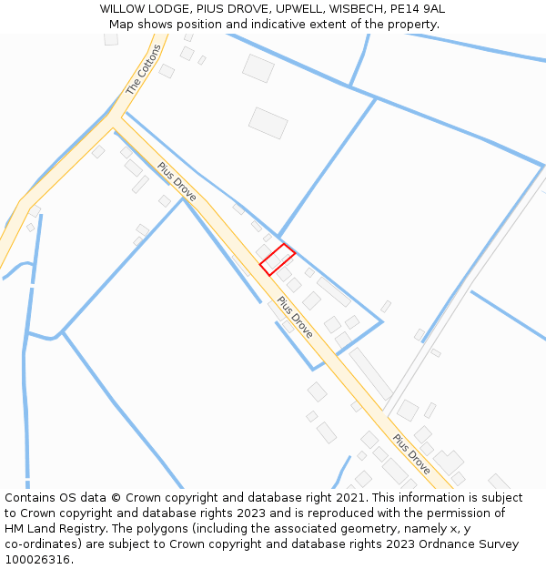 WILLOW LODGE, PIUS DROVE, UPWELL, WISBECH, PE14 9AL: Location map and indicative extent of plot