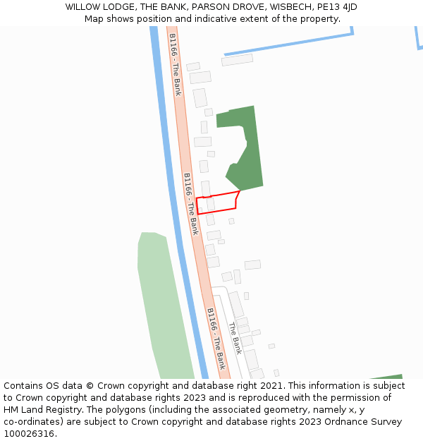 WILLOW LODGE, THE BANK, PARSON DROVE, WISBECH, PE13 4JD: Location map and indicative extent of plot