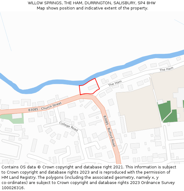 WILLOW SPRINGS, THE HAM, DURRINGTON, SALISBURY, SP4 8HW: Location map and indicative extent of plot