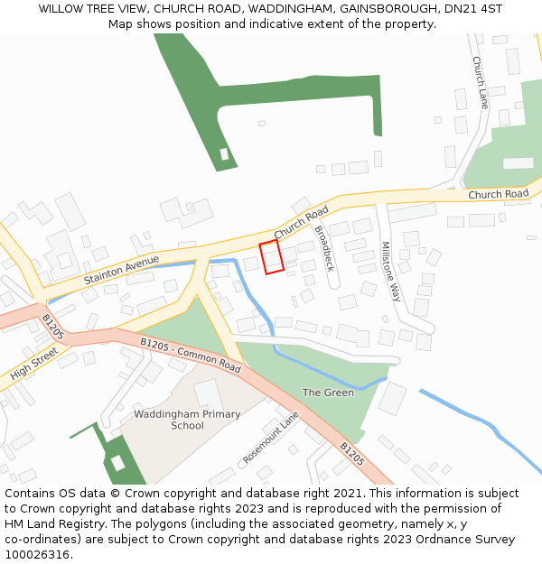 WILLOW TREE VIEW, CHURCH ROAD, WADDINGHAM, GAINSBOROUGH, DN21 4ST: Location map and indicative extent of plot