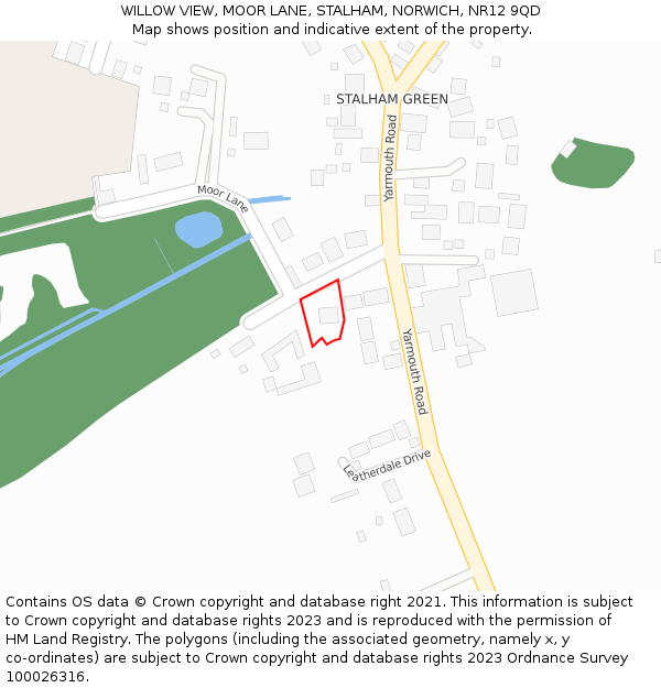 WILLOW VIEW, MOOR LANE, STALHAM, NORWICH, NR12 9QD: Location map and indicative extent of plot