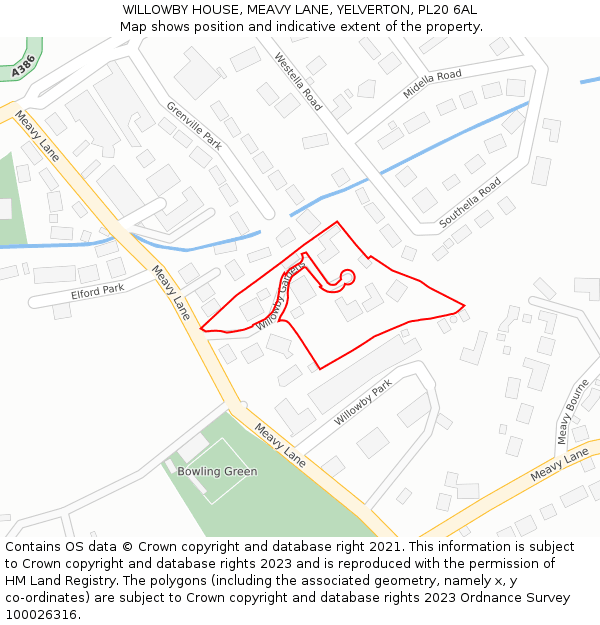 WILLOWBY HOUSE, MEAVY LANE, YELVERTON, PL20 6AL: Location map and indicative extent of plot