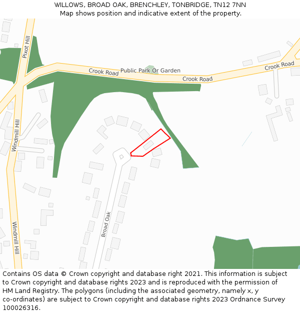 WILLOWS, BROAD OAK, BRENCHLEY, TONBRIDGE, TN12 7NN: Location map and indicative extent of plot