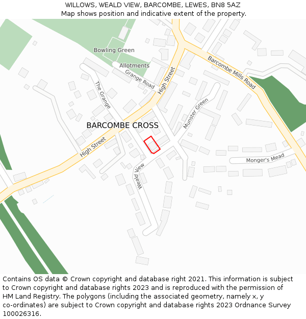 WILLOWS, WEALD VIEW, BARCOMBE, LEWES, BN8 5AZ: Location map and indicative extent of plot