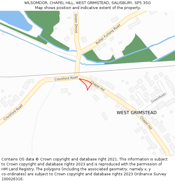 WILSOMDOR, CHAPEL HILL, WEST GRIMSTEAD, SALISBURY, SP5 3SG: Location map and indicative extent of plot