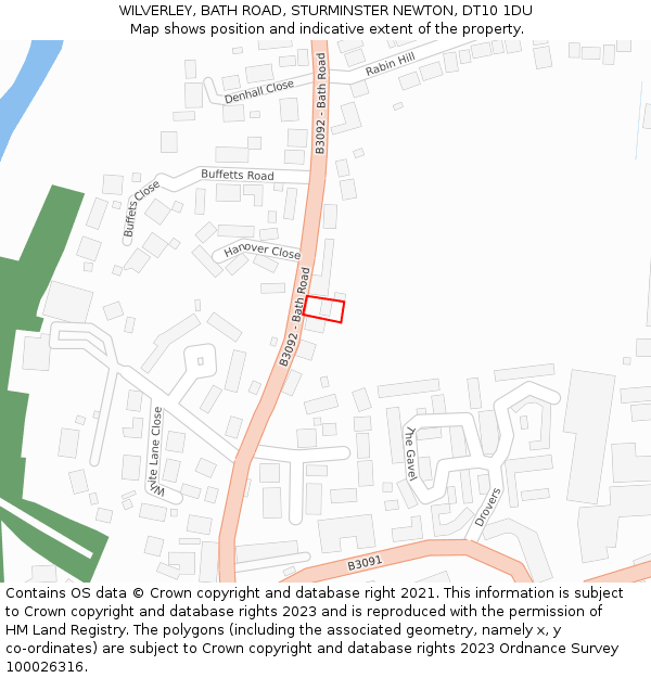 WILVERLEY, BATH ROAD, STURMINSTER NEWTON, DT10 1DU: Location map and indicative extent of plot