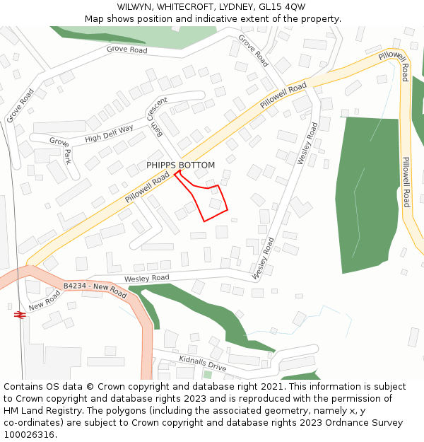 WILWYN, WHITECROFT, LYDNEY, GL15 4QW: Location map and indicative extent of plot