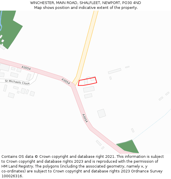 WINCHESTER, MAIN ROAD, SHALFLEET, NEWPORT, PO30 4ND: Location map and indicative extent of plot