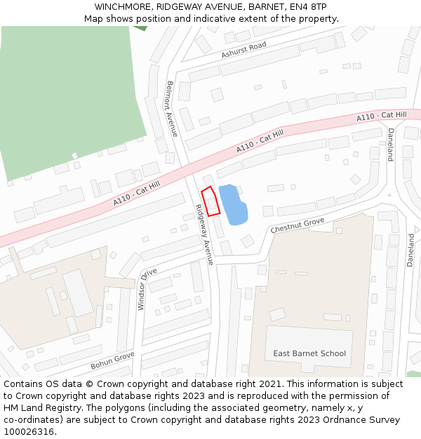 WINCHMORE, RIDGEWAY AVENUE, BARNET, EN4 8TP: Location map and indicative extent of plot