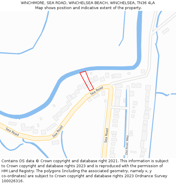 WINCHMORE, SEA ROAD, WINCHELSEA BEACH, WINCHELSEA, TN36 4LA: Location map and indicative extent of plot