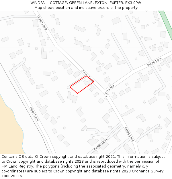 WINDFALL COTTAGE, GREEN LANE, EXTON, EXETER, EX3 0PW: Location map and indicative extent of plot