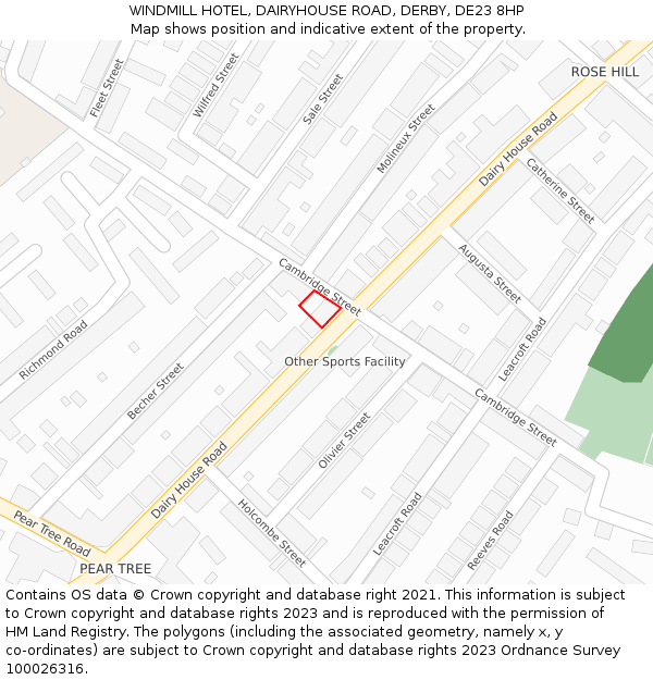 WINDMILL HOTEL, DAIRYHOUSE ROAD, DERBY, DE23 8HP: Location map and indicative extent of plot