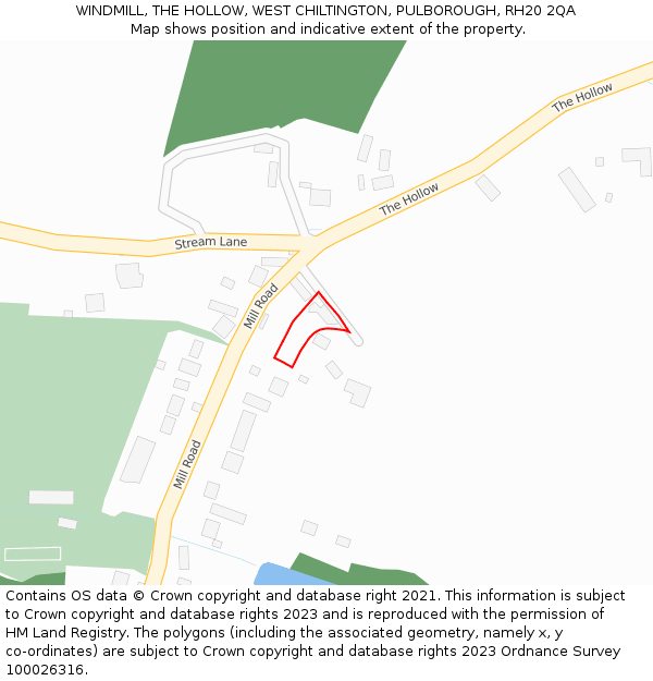 WINDMILL, THE HOLLOW, WEST CHILTINGTON, PULBOROUGH, RH20 2QA: Location map and indicative extent of plot