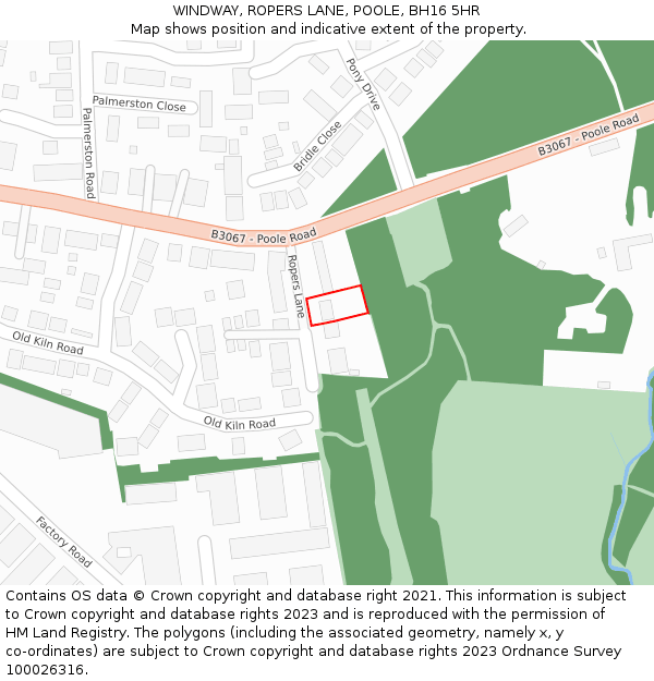 WINDWAY, ROPERS LANE, POOLE, BH16 5HR: Location map and indicative extent of plot